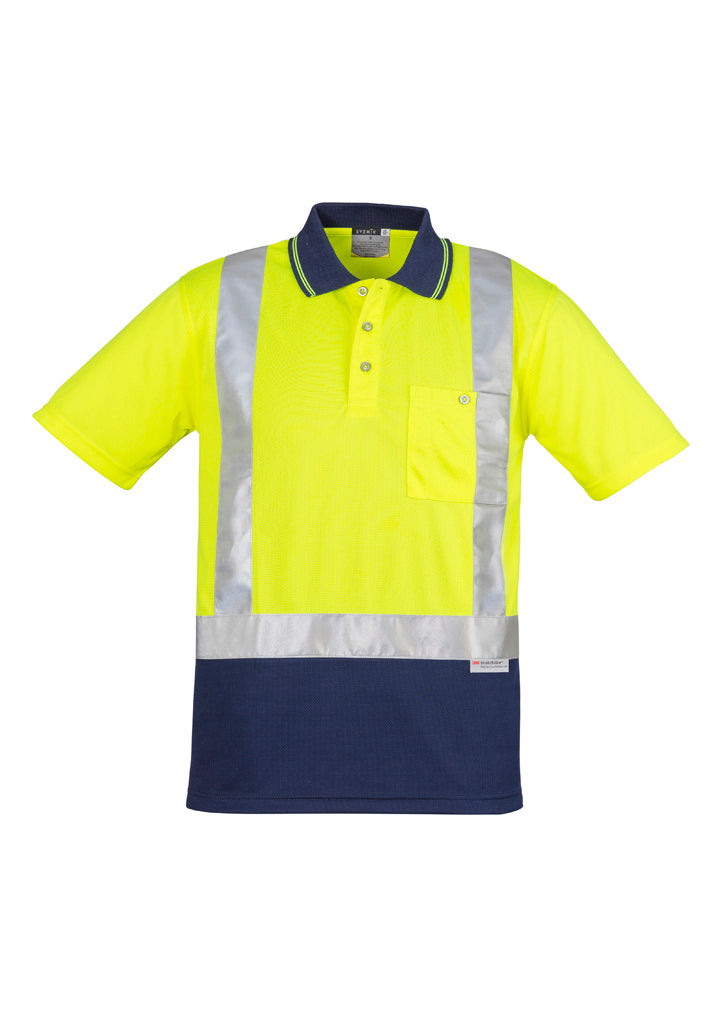 Mens Hi Vis Spliced Short Sleeve Polo - Shoulder Taped
