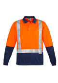 Mens Hi Vis Spliced Long Sleeve Polo - Shoulder Taped